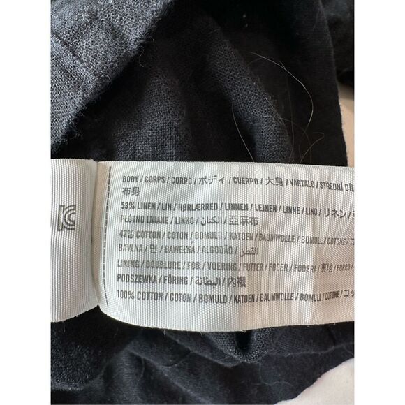 Abercrombie & Fitch Black V-Neck Puff Sleeve Top Linen Blend Size Medium - Picture 8 of 8